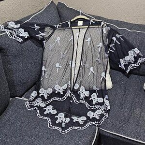 Ladies Sheer Cover Up - Black & White - Large